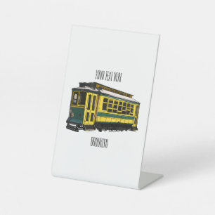 Mata trolley cartoon illustratie reclamebord met voetstuk