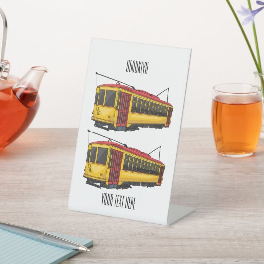 Mata trolley cartoon illustratie reclamebord met voetstuk (Insitu)