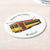 Mata trolley cartoon illustratie ronde kartonnen onderzetter (Gebogen)