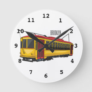 Mata trolley cartoon illustratie ronde klok
