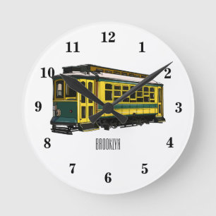 Mata trolley cartoon illustratie ronde klok
