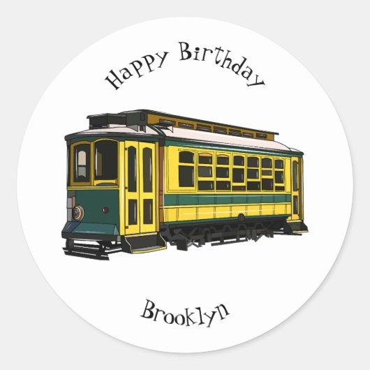 Mata trolley cartoon illustratie ronde sticker (Voorkant)