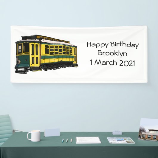 Mata trolley cartoon illustratie spandoek (Beurs)