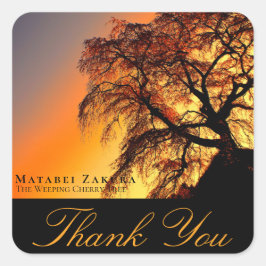 Matabei-Zakura: Weeping Cherry Tree Vierkante Sticker