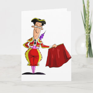 Matador met Rode Cape Spaanse Stierstier Kaart