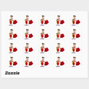 Matador met Rode Cape Spaanse Stiervechter Vierkante Sticker