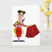 Matador with Red Cape Spanish Bullfighter Kaart (Gele Bloem)
