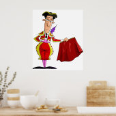 Matador with Red Cape Spanish Bullfighter Poster (Keuken)