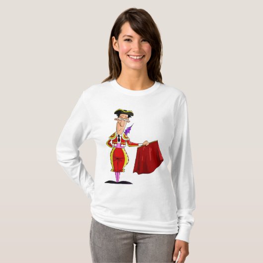 Matador with Red Cape Spanish Bullfighter T-shirt (Voorkant volledig)