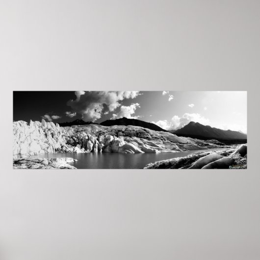 Matanuska Gletsjer Panorama Zwart-wit Poster (Voorkant)