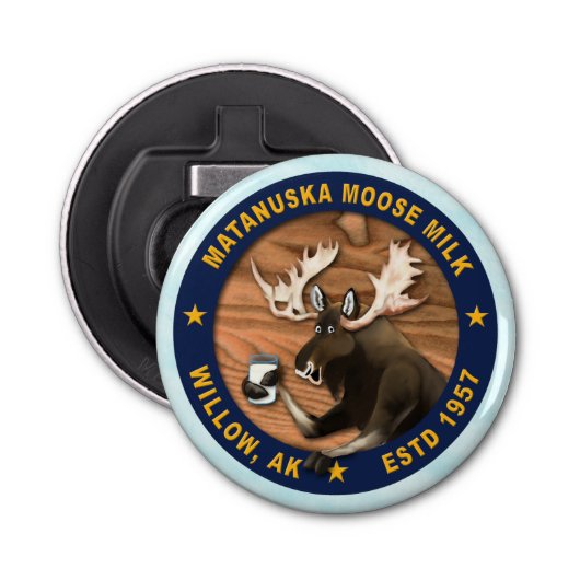 Matanuska Moose Milk Button Flesopener (Voorkant)