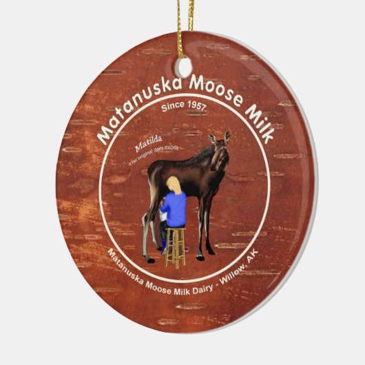 Matanuska Moose Milk Keramisch Ornament (Links)