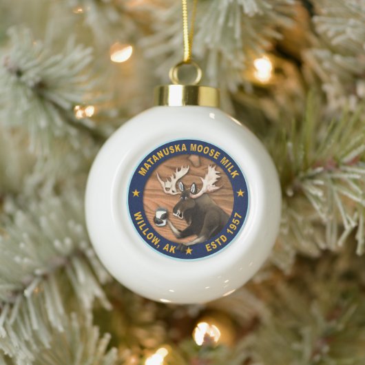 Matanuska Moose Milk Keramische Bal Ornament (Boom)