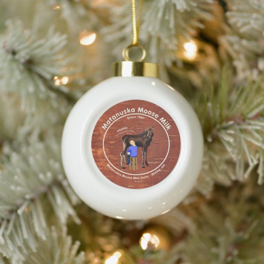 Matanuska Moose Milk Keramische Bal Ornament (Boom)