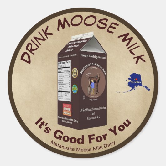 Matanuska Moose Milk Ronde Sticker (Voorkant)