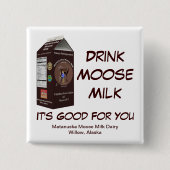 Matanuska Moose Milk Vierkante Button 5,1 Cm (Voorkant)