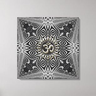 Matanya Silver Aum Star B+W Tribal Wrapped Canvas