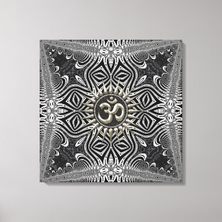 Matanya Silver Aum Star B+W Tribal Wrapped Canvas