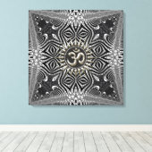 Matanya Silver Aum Star B+W Tribal Wrapped Canvas (Insitu (Houten vloer))