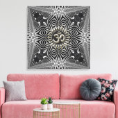 Matanya Silver Aum Star B+W Tribal Wrapped Canvas (Insitu (Woonkamer))