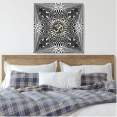 Matanya Silver Aum Star B+W Tribal Wrapped Canvas (Insitu (Slaapkamer))