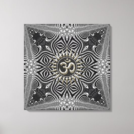 Matanya Silver Aum Star B+W Tribal Wrapped Canvas Afdruk (Voorkant)