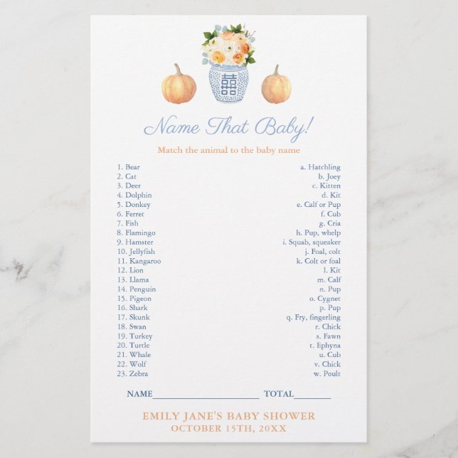 Match Baby Animal met mama Classy Shower-Kaart (Voorkant)