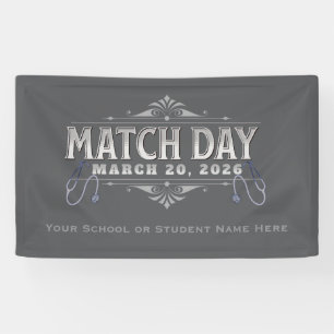 Match Day 2026 Feest Elegante Grijze Stethoscoop Spandoek
