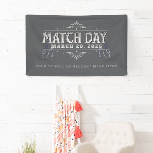 Match Day 2026 Party Elegant Gray Stethoscope Spandoek (Insitu)