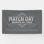 Match Day 2026 Party Elegant Gray Stethoscope Spandoek (Horizontaal)