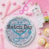 Match Day Blue Custom Year Glitter Stethoscope Papieren Bordje (Feest)