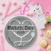 Match Day Silver 2025 Glitter Stethoscoop Papieren Bordje (Feest)