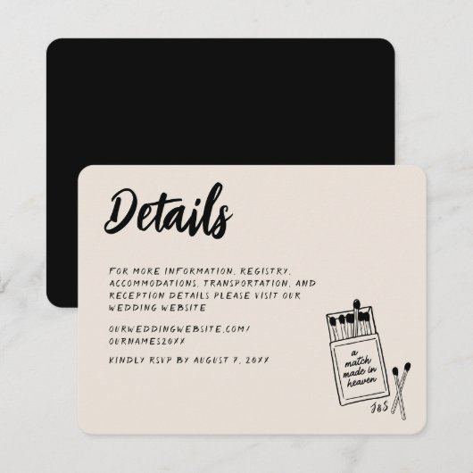 Match Gemaakt in Heaven Handgeschreven Behuizing K Informatiekaartje (Voorkant / Achterkant)