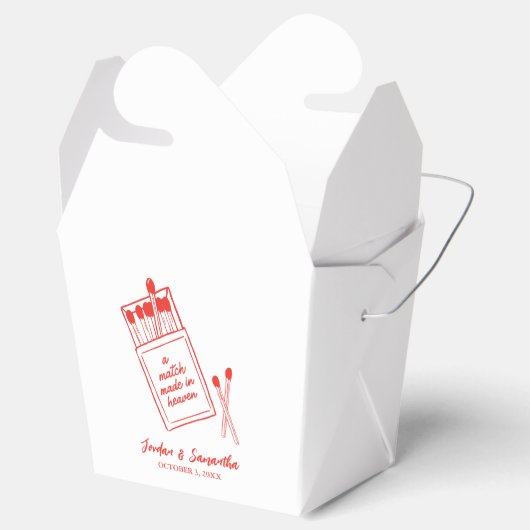 Match Gemaakt in Heaven Retro Rood Bruiloft Douche Bedankdoosjes (Geopend)
