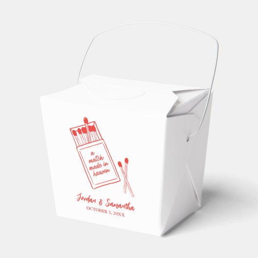 Match Gemaakt in Heaven Retro Rood Bruiloft Douche Bedankdoosjes (Voorkant Zijde)