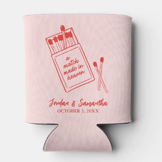 Match Gemaakt in Hemel Rood & Roze Huwelijksgunst Blikjeskoeler (Achterkant)