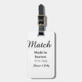 Match made in heaven add name date simple calligra bagagelabel (Voorkant verticaal)
