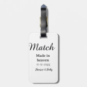 Match made in heaven add name date simple calligra bagagelabel (Achterkant verticaal)