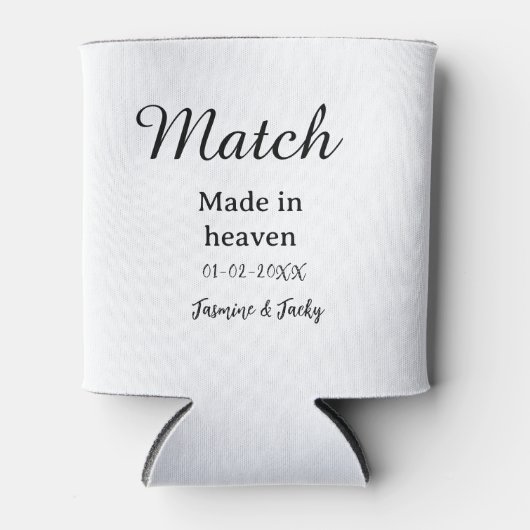 Match made in heaven add name date simple calligra blikjeskoeler (Voorkant)