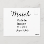 Match made in heaven add name date simple calligra briefkaart (Achterkant)
