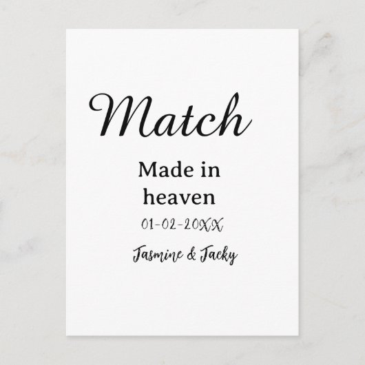 Match made in heaven add name date simple calligra briefkaart (Voorkant)
