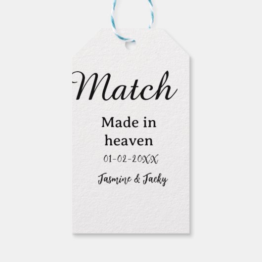 Match made in heaven add name date simple calligra cadeaulabel (Achterkant)