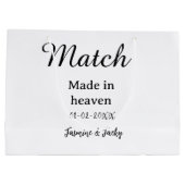 Match made in heaven add name date simple calligra groot cadeauzakje (Achterkant)