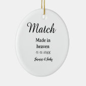Match made in heaven add name date simple calligra keramisch ornament (Rechts)
