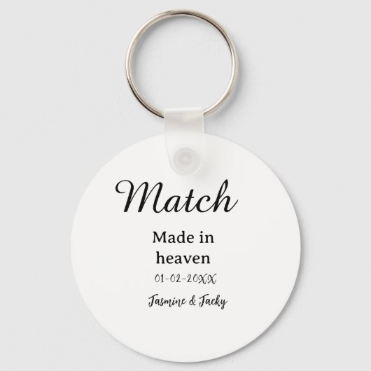 Match made in heaven add name date simple calligra sleutelhanger (Achterkant)