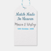 Match made in heaven blue black couple name date cadeaulabel (Achterkant)