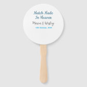 Match made in heaven blue black couple name date handwaaier (Achterkant)