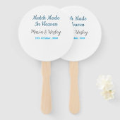 Match made in heaven blue black couple name date handwaaier (Voorkant en achterkant)