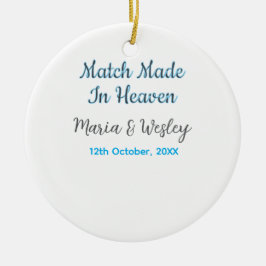 Match made in heaven blue black couple name date keramisch ornament