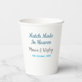 Match made in heaven blue black couple name date papieren bekers (Achterkant)